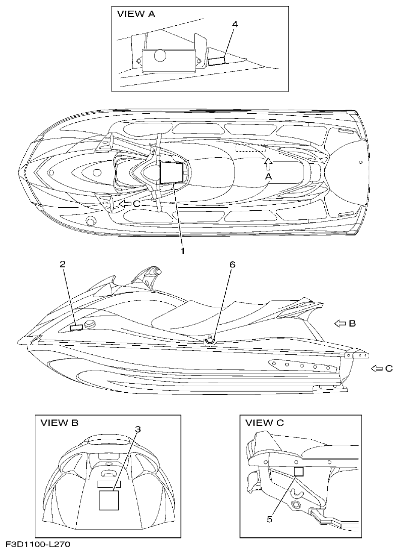 Yamaha F3D3 IMPORTANT LABELS parts diagram